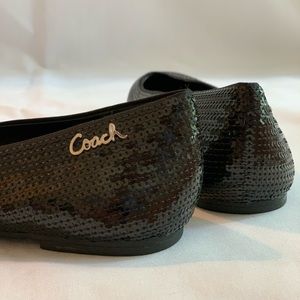 Black Sequin Coach Ballet Flats - Brand New!